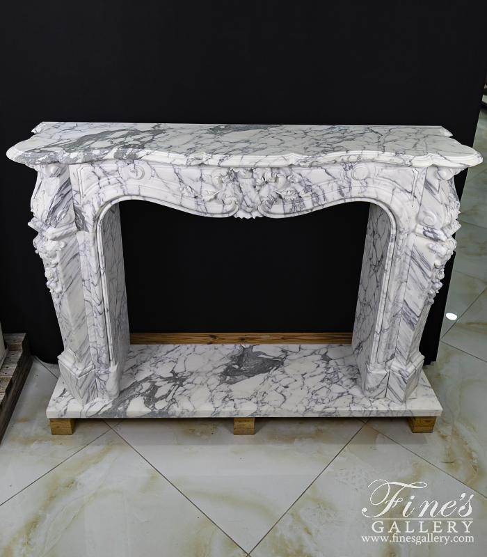 Marble Fireplaces  - Rare Louis XV French Itailan Calacatta Marble Fireplace Mantel - MFP-2444